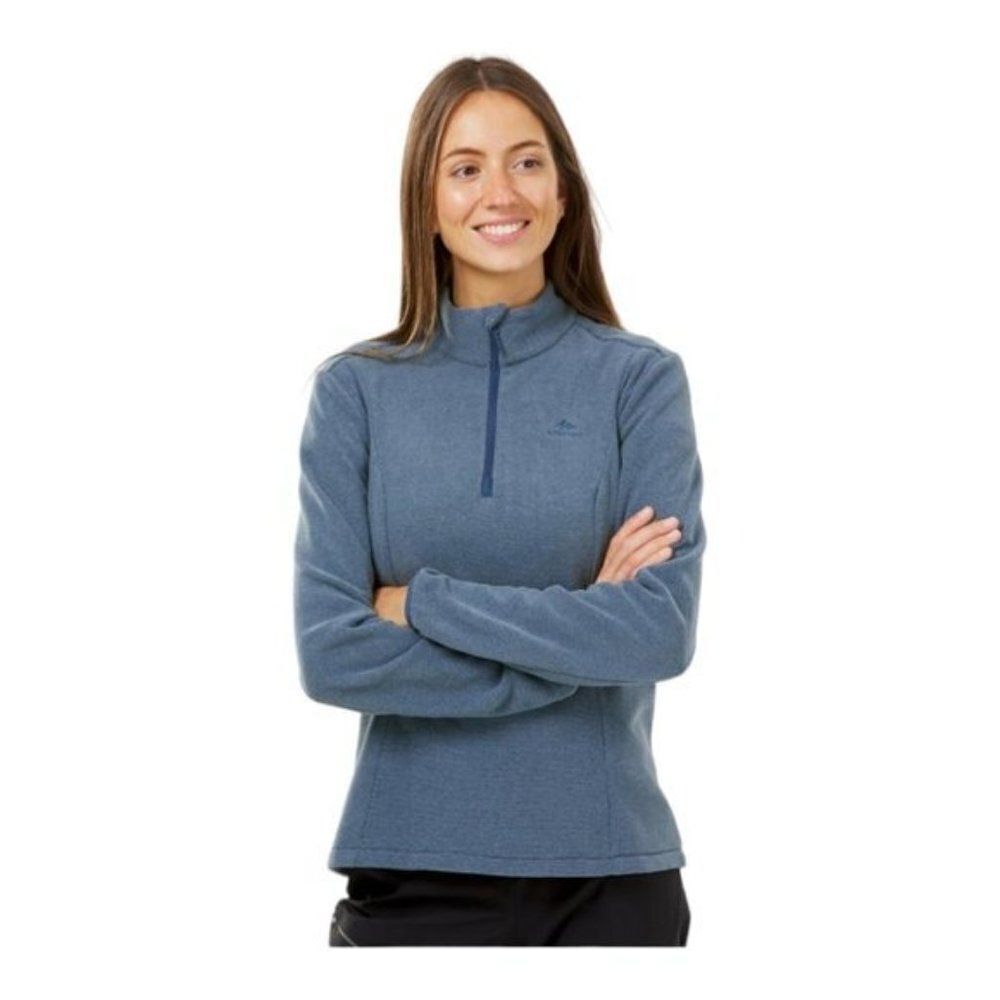 Decathlon Quechua Women's Blue Mouse Grey MH 100 Polar Fleece 1/2 Zip Shirt US S